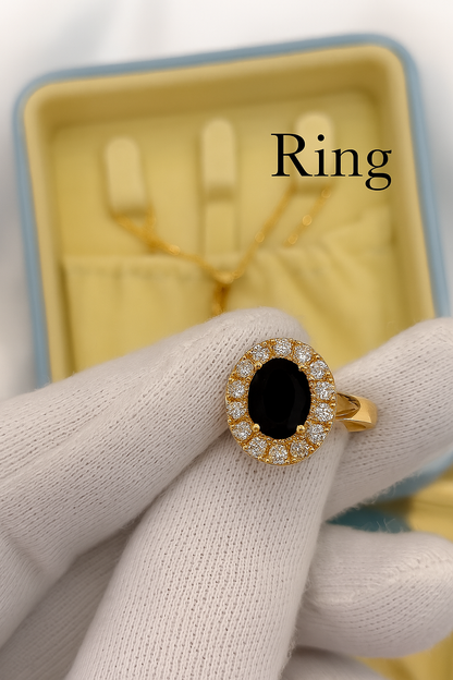 Royal Black Stone Jewelry Set