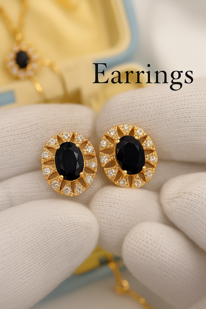 Royal Black Stone Jewelry Set
