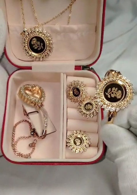 Elegant Floral Jewelry Set with Watch